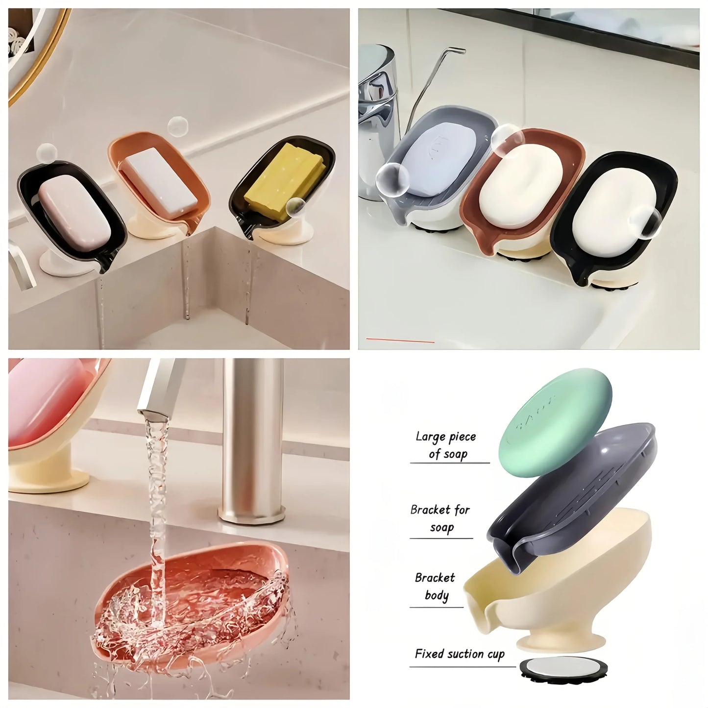 Montero Milan Drain soap dish, soap holder, bathroom drain soap rack, household suction cup soap box without drilling, scented soap holder, scented soap tray, bathroom soap container and storage