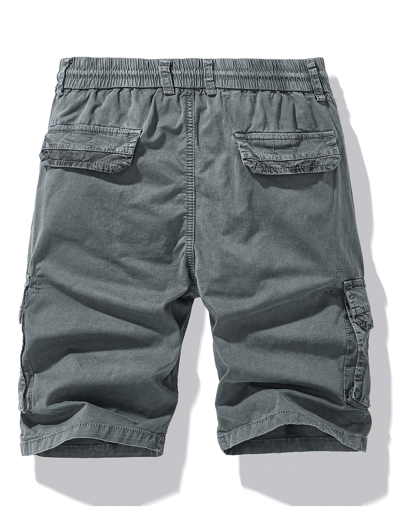 Men'S Heavy-Duty Work Shorts - Olive Green Cargo Pants with Multiple Utility Pockets, Non- Fabric for Construction, Outdoor, Everyday Casual - Adjustable Drawstring Waist - Model 9385, Outdoor Apparel, Functional Design, Dura