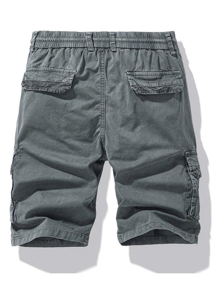 Men'S Heavy-Duty Work Shorts - Olive Green Cargo Pants with Multiple Utility Pockets, Non- Fabric for Construction, Outdoor, Everyday Casual - Adjustable Drawstring Waist - Model 9385, Outdoor Apparel, Functional Design, Dura