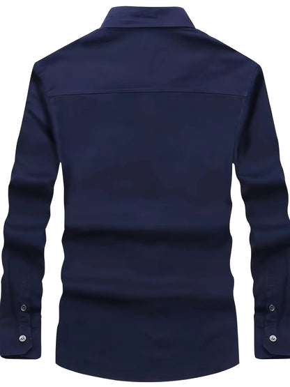 Autumn Long Sleeve Shirt for Men, Outdoor Plus Size Military Style Loose Fit Top, Pure Cotton High-Density Twill Casual Workwear Shirt, Thin Twill Long Sleeve Workwear