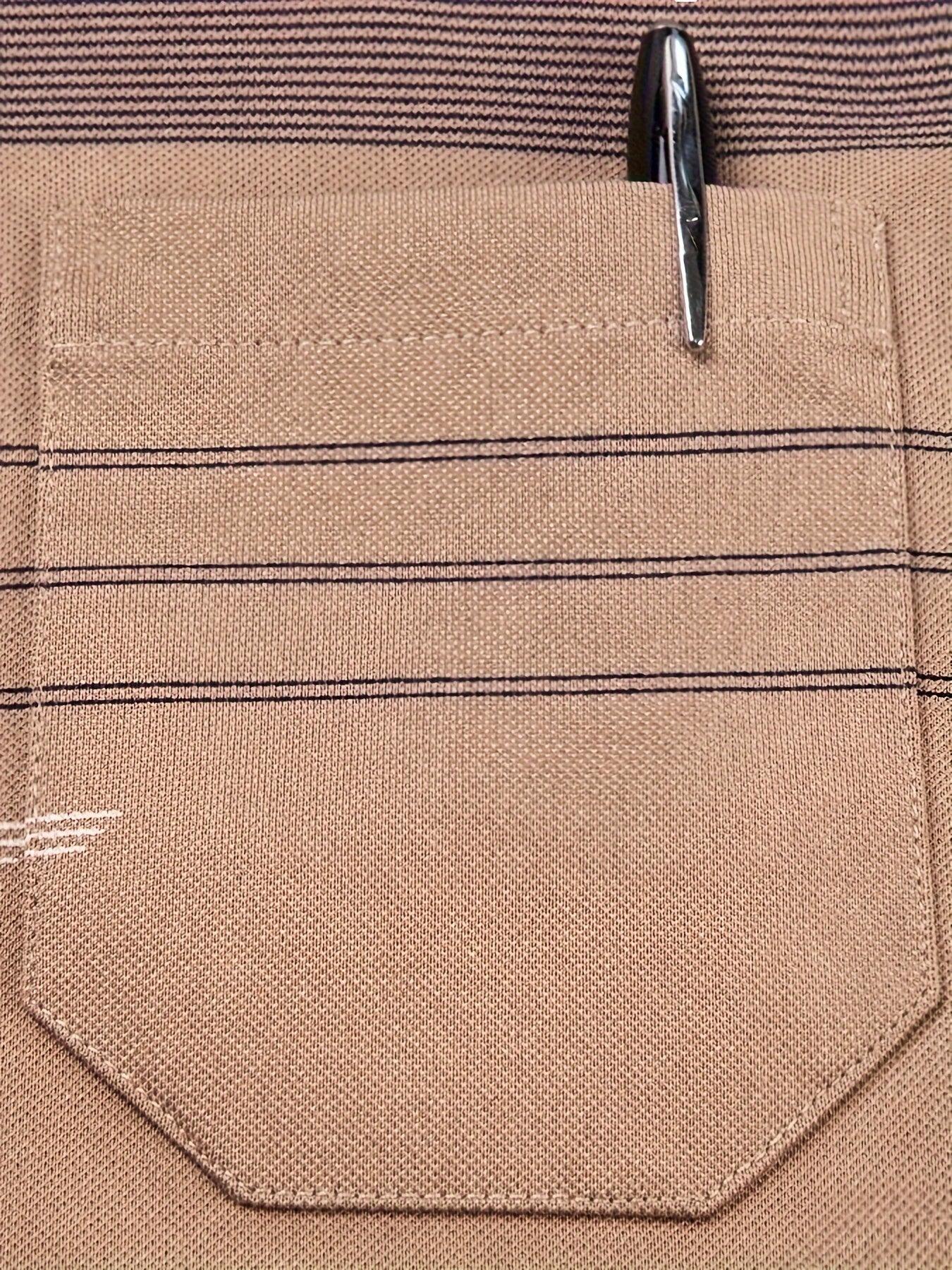Men's Vintage-Inspired Striped Shirt with Chest Pocket - Breathable, Long Sleeve, Button Detail for Golf & Outdoor Activities