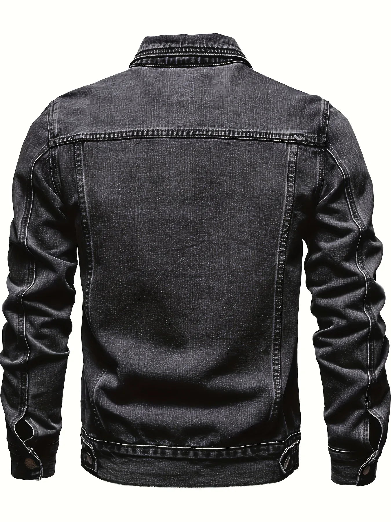 Men's Classic Blue Jeans-like Jacket - Button-Front Closure, Non-Stretch Denim, Relaxed Fit with Chest Pockets - Machine Washable Casual Everyday & Formal Wear Coat for Men