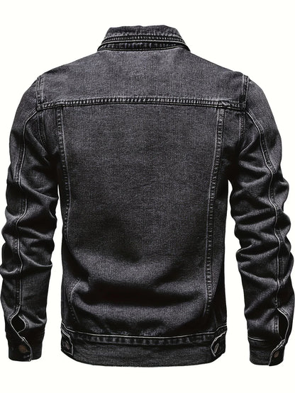 Men's Classic Blue Jeans-like Jacket - Button-Front Closure, Non-Stretch Denim, Relaxed Fit with Chest Pockets - Machine Washable Casual Everyday & Formal Wear Coat for Men