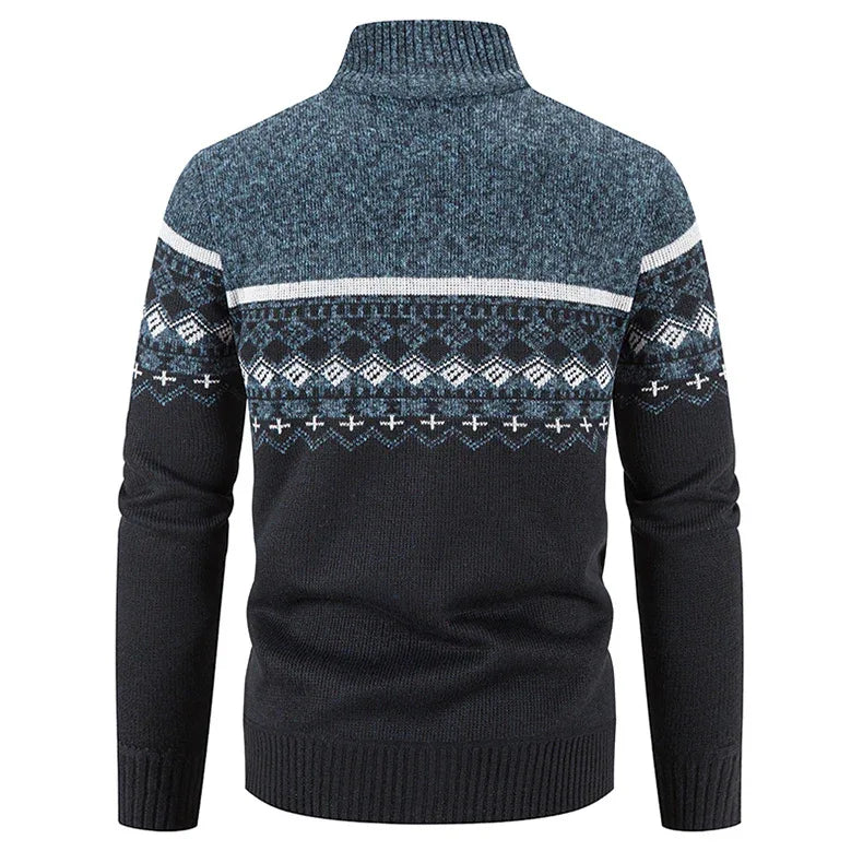 Men'S Thickened Winter Cardigan - Heavyweight Cold Weather Jacket with Stand Collar, Long Sleeve Coat for Formal & Everyday Outfits - Fall/Winter Outerwear in Navy