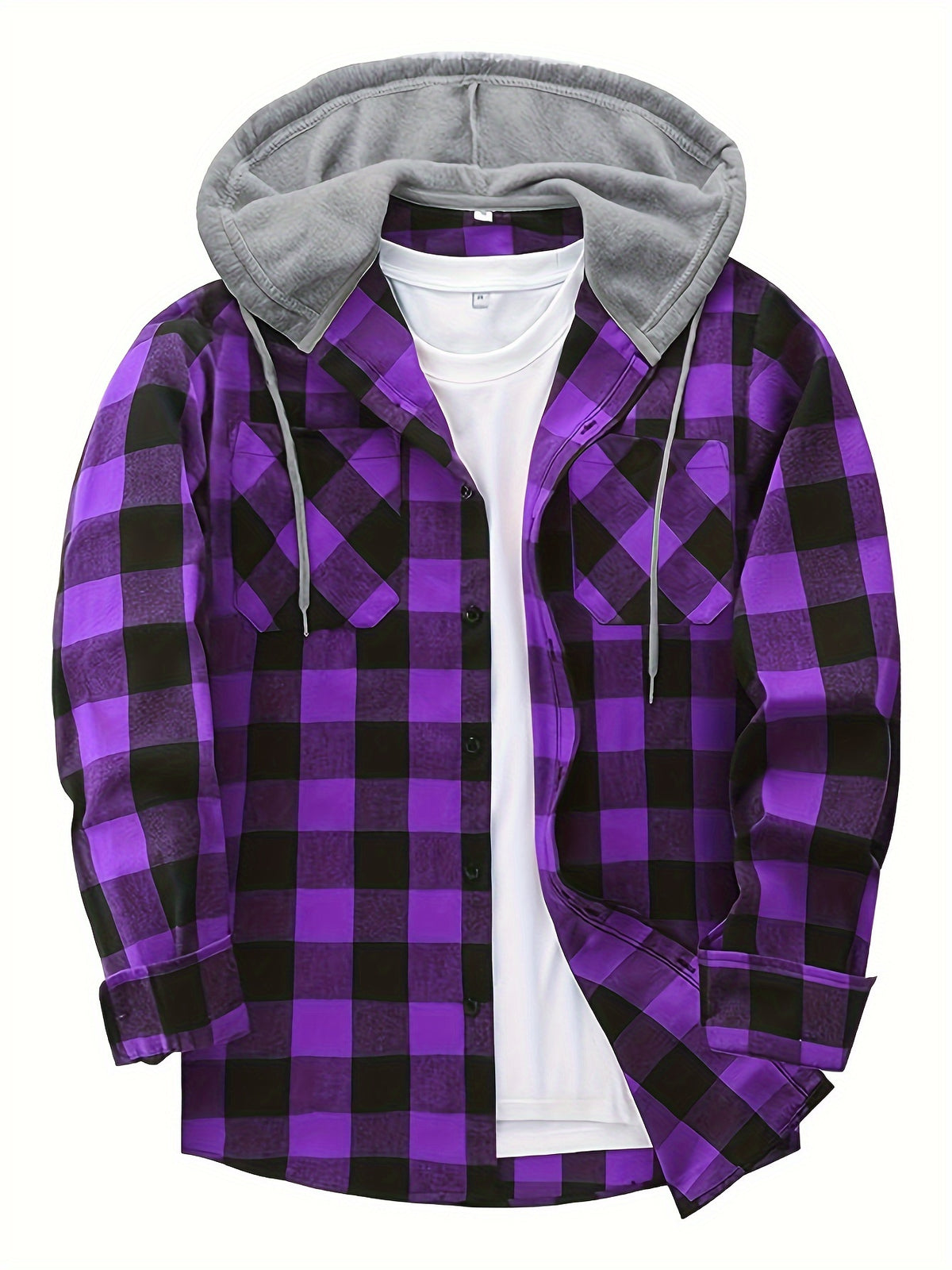 Men's Fashion Hooded Plaid Trendy Shirt Hooded Plaid Sweatshirt, Autumn/Winter Essentials, New Season