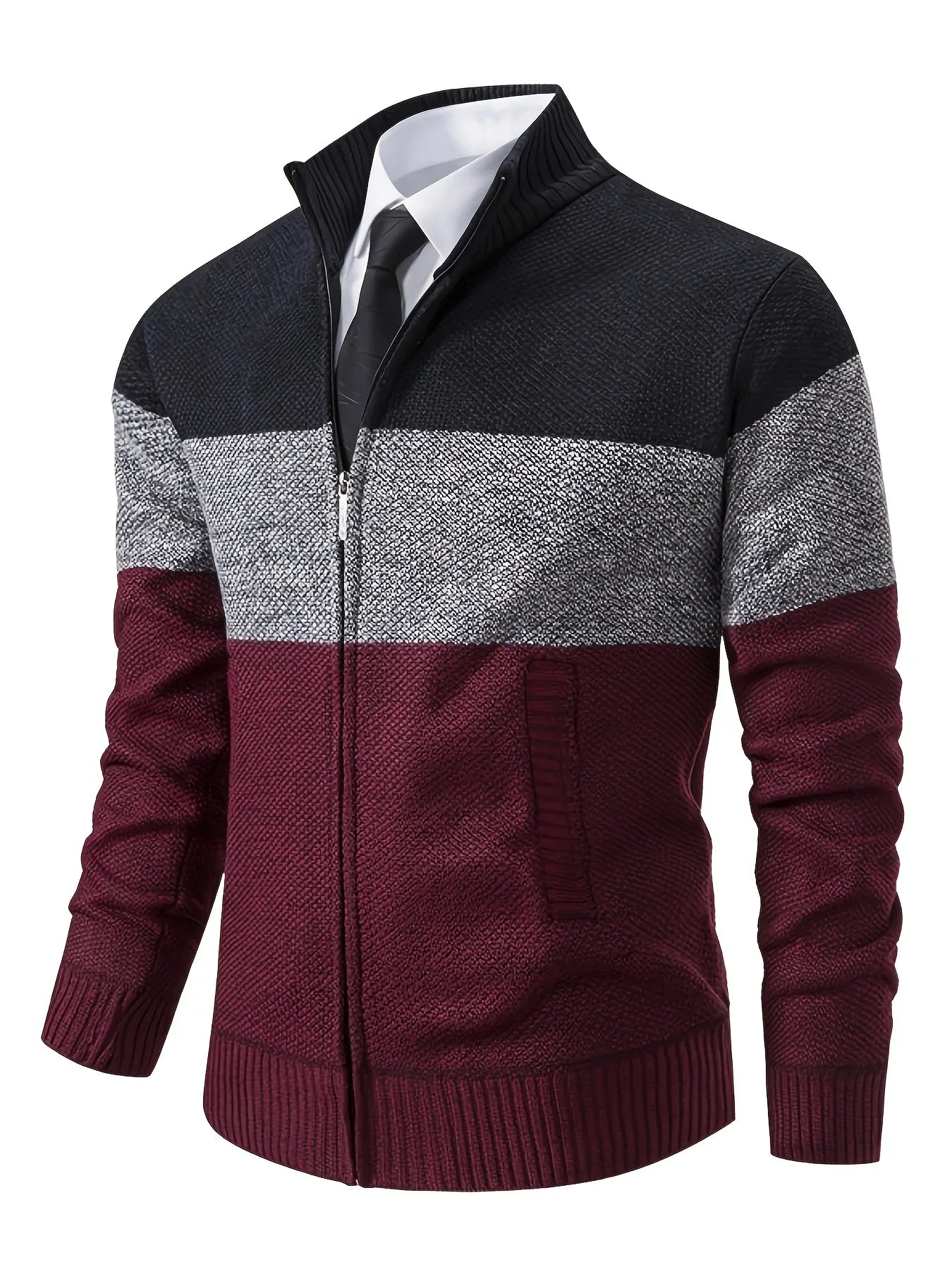 Men'S Knitted Cardigan with a Stand-Up Collar, a Casual And Stylish Outerwear.