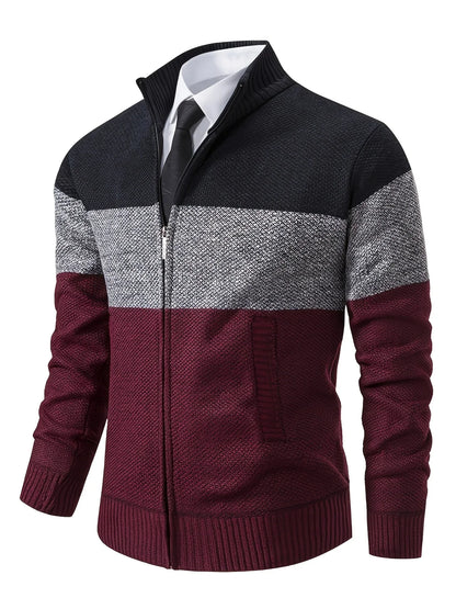 Men'S Knitted Cardigan with a Stand-Up Collar, a Casual And Stylish Outerwear.
