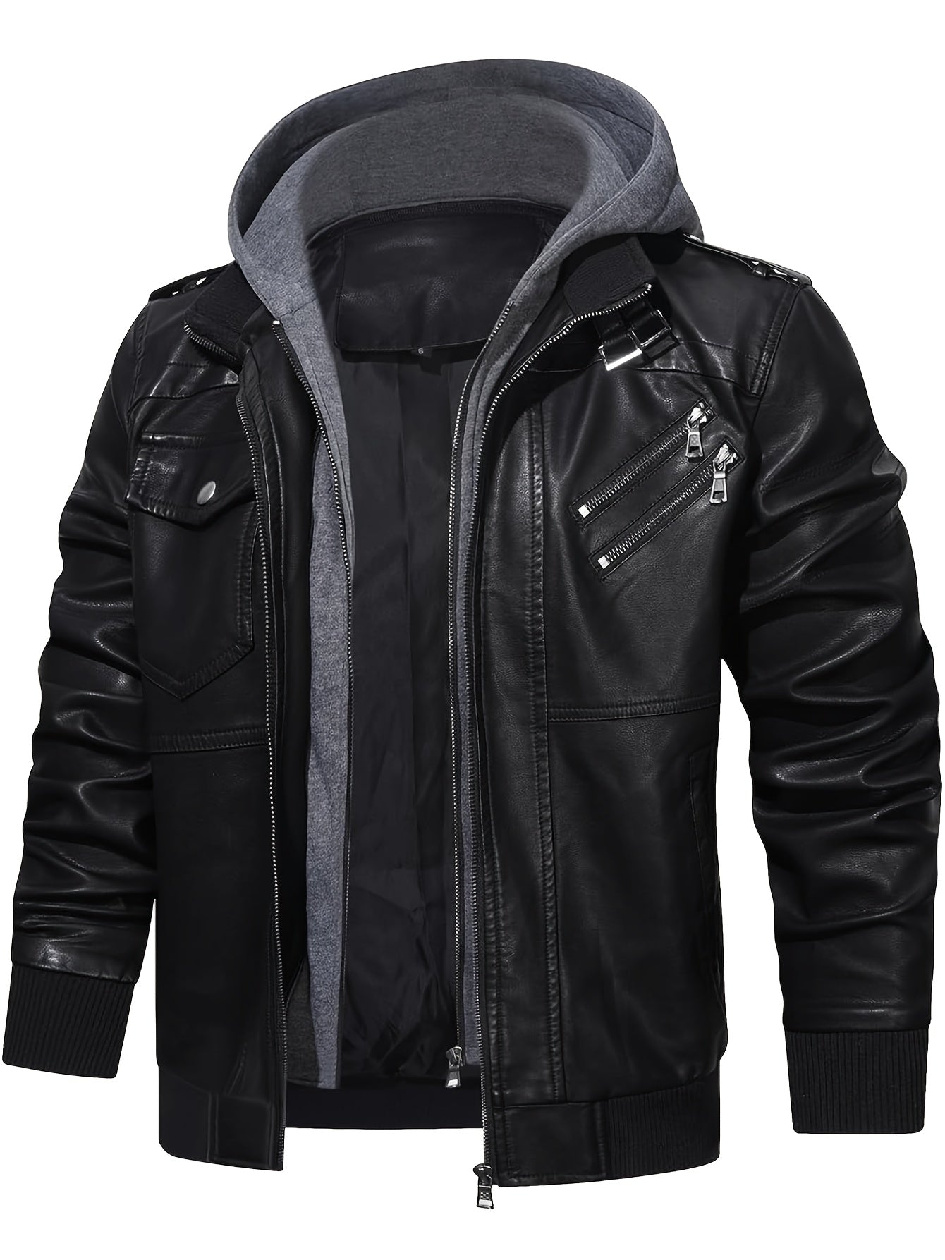 Men’s Hooded Leather Jacket