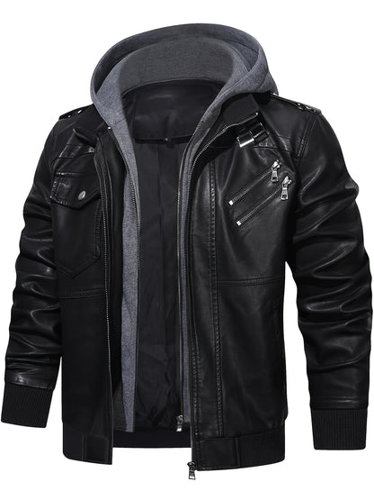 Men’s Hooded Leather Jacket