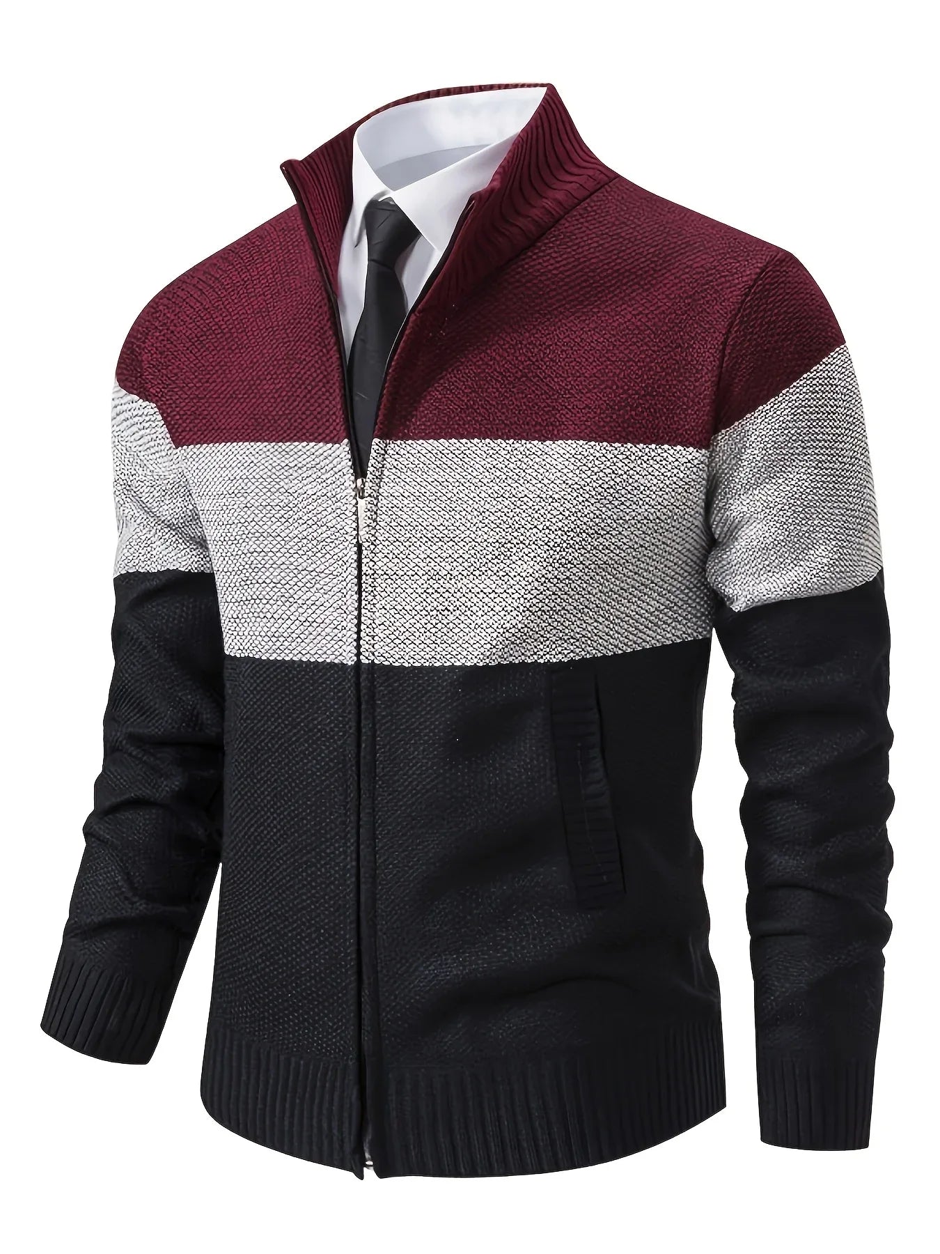 Men'S Knitted Cardigan with a Stand-Up Collar, a Casual And Stylish Outerwear.