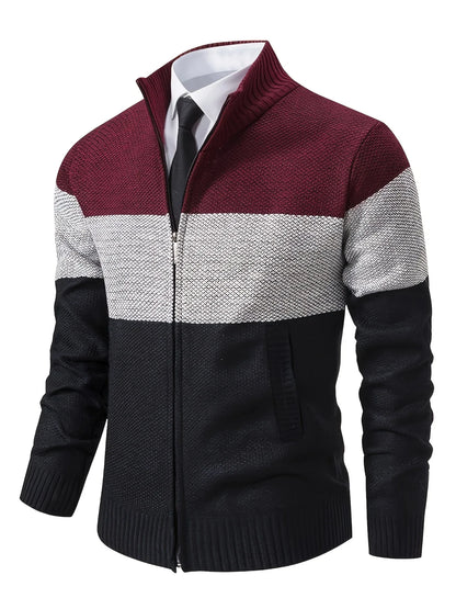 Men'S Knitted Cardigan with a Stand-Up Collar, a Casual And Stylish Outerwear.