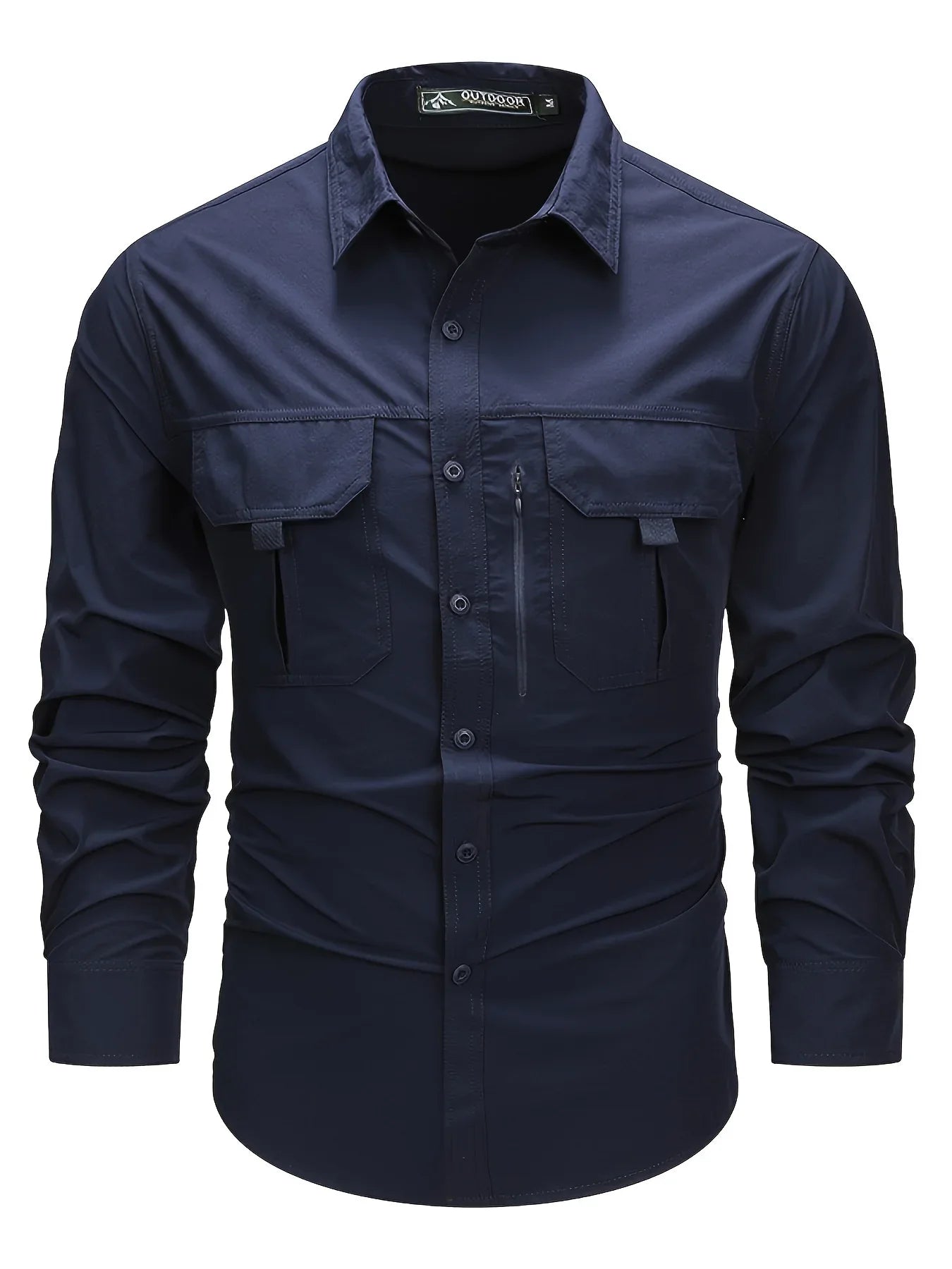 Spring And Autumn Casual Men's Long Sleeve Sunscreen Quick-drying Shirt With Multi-pockets For Outdoor Fishing