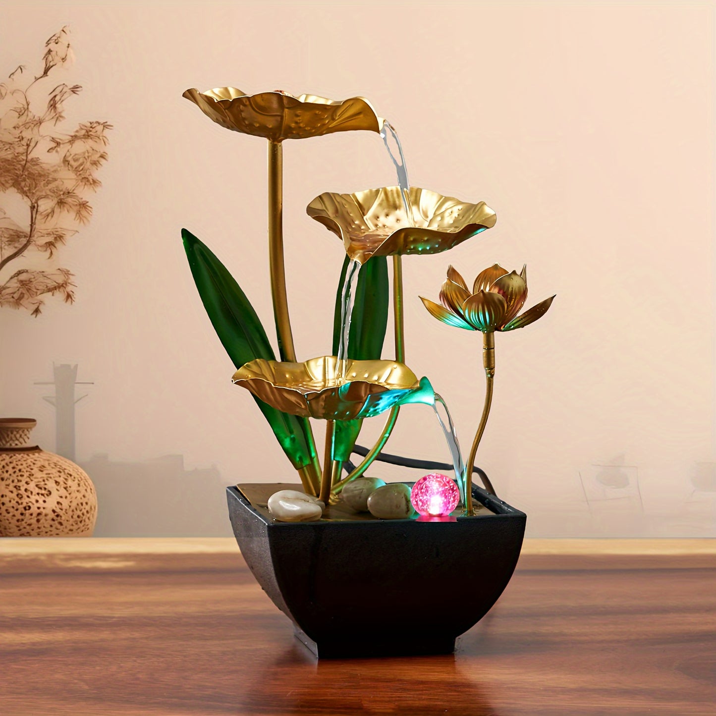Gold Lotus Indoor Fountain Humidifier