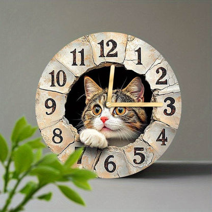 Charming Silent Cat Wall Clock Easy Hanging Decor - Montero Milan