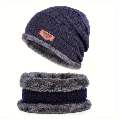 Winter Thicken Men And Women General Warm Beanie + Soft Scarf Warm Set, Ideal choice for Gifts