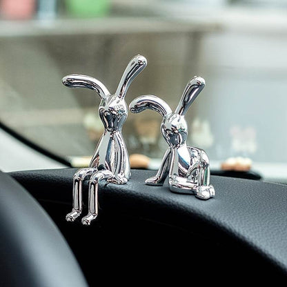 Nordic Silver Bunny Figurines – Set of 2 - Montero Milan