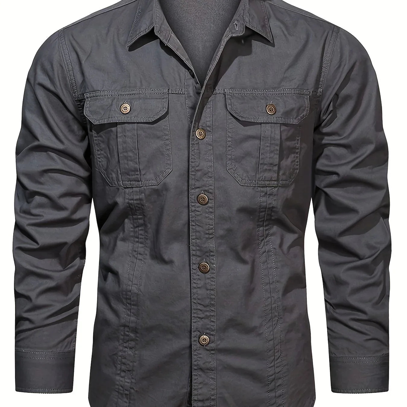 Men's Heavyweight Long Sleeve Shirt - Button-Up Formal & informal Shirt in, Classic Collar, Chest Pocket - Machine Washable Work, Outdoor, Everyday Shirt for Men - Spring/Fall Essential, Outdoor Casual Wear, Nonstretch Fabric