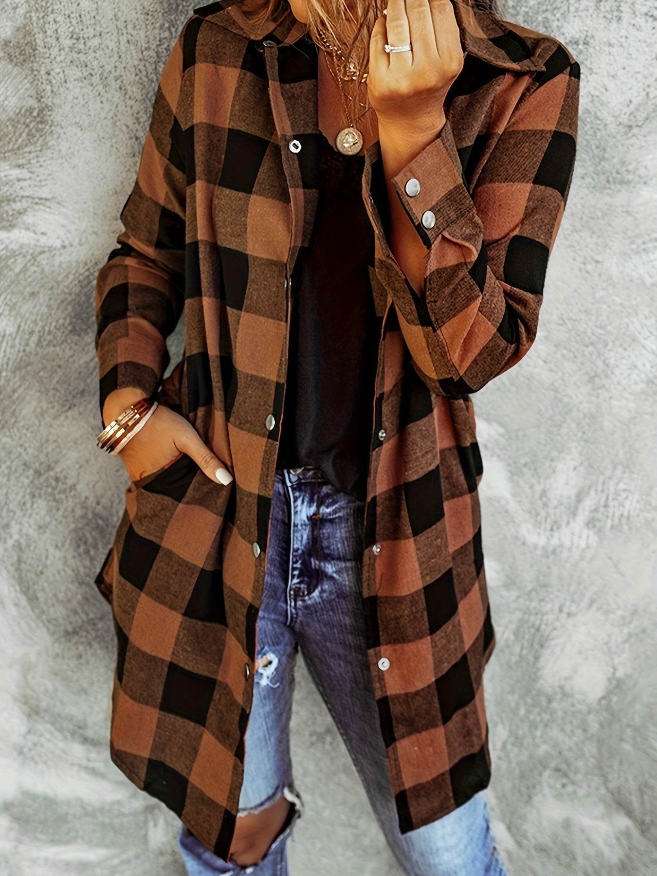 Relaxed Fit Plaid Shacket - Montero Milan
