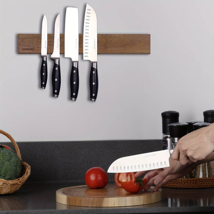 [Magnetic Knife Holder] Linoroso Magnetic Acacia Wood 16.5 Inches Wall Mounted Knife Holder, Knife Bar, Kitchen Utensil Holder - Montero Milan