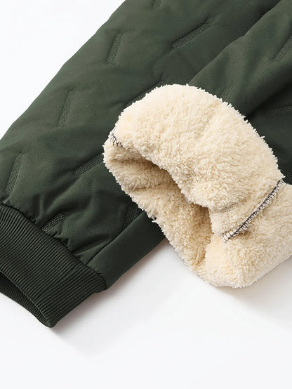 Men'S and Women'S Thickened Winter Jogger Pants with Plush Fleece Lining - Warm, Leak-Proof, Windproof, Adjustable Drawstring Waist, Zipper Pockets, Solid Color for Casual Home and Outdoor Use