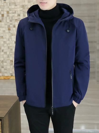 Men'S Heavy-Duty Fleece Jacket - Windproof Zip-Up Coat with Full-Zip Closure, Hooded Winter Coat for Cold Weather, Non-Stretch Fabric for Everyday & Formal Events