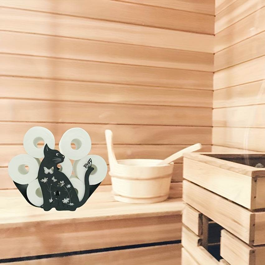 Black Cat Toilet Paper Holder Rack - Montero Milan
