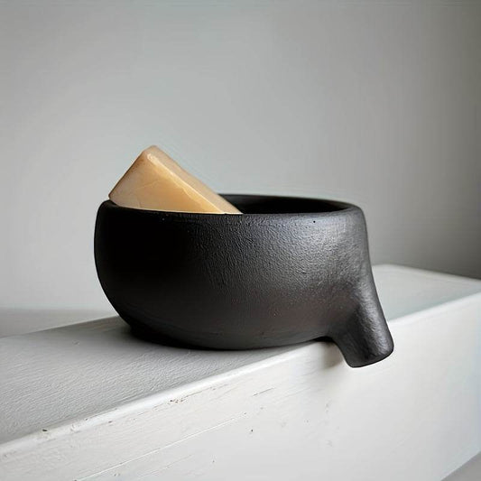 Modern Matte Black ABS Bathroom Sponge Holder & Soap Dish - Dual-Purpose Draining Bowl with Efficient Drainage, Durable Design for Kitchen & Bathroom Organization, Minimalist Decor, Bathroom Sink Organizer, Contemporary Decor, Sleek Construction, Stylish - Montero Milan