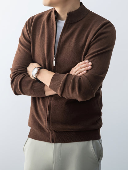 2025 New Christmas Gift Men's Zipper Knit Cardigan Jacket for Outdoor Casual Gatherings, Wearable in Spring, Autumn, and Winter, Wool Blend Material