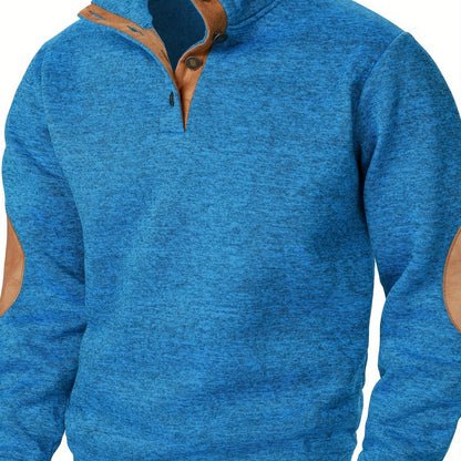 Autumn and winter Men's stand-collar long-sleeve casual sweatshirt top - Blue / NZ 36