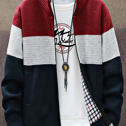 Men'S Knitted Cardigan with a Stand-Up Collar, a Casual And Stylish Outerwear.