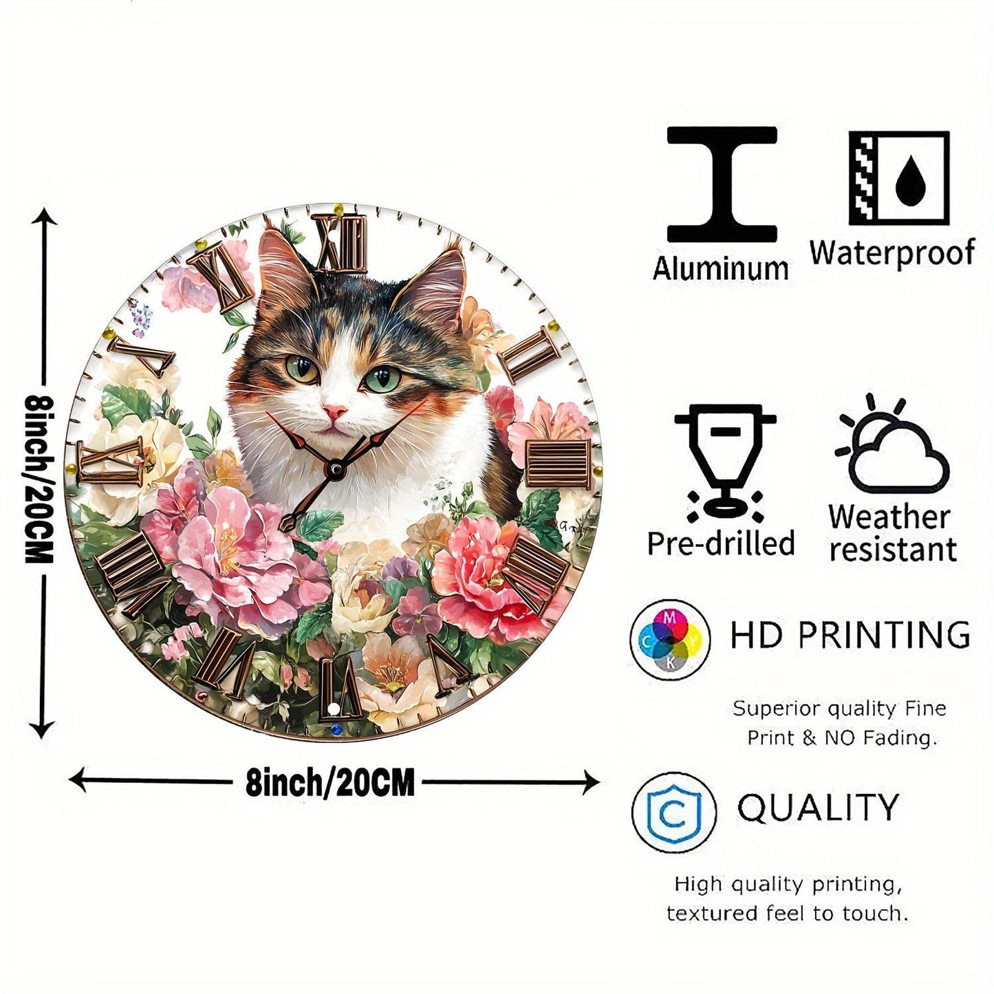 WhimsyCat™ Floral Wall Clock - Montero Milan