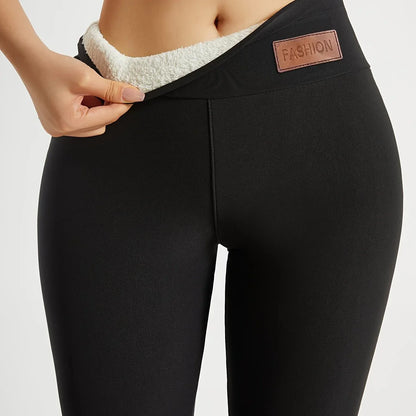 Women's High-Waisted Thickened Warm Yoga Leggings - Full-Length (7/8) Tummy Control Slim-Fit Pants with Elastic Waistband, All-Season Workout & Gym Pants for Pilates,, Casual Wear - Solid Color (Black/Dark Grey/Navy)