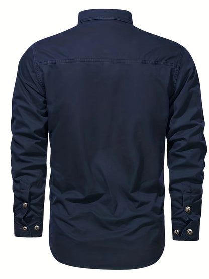 Men's Heavyweight Long Sleeve Shirt - Button-Up Formal & informal Shirt in, Classic Collar, Chest Pocket - Machine Washable Work, Outdoor, Everyday Shirt for Men - Spring/Fall Essential, Outdoor Casual Wear, Nonstretch Fabric