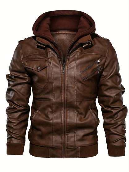 Men’s Hooded Leather Jacket