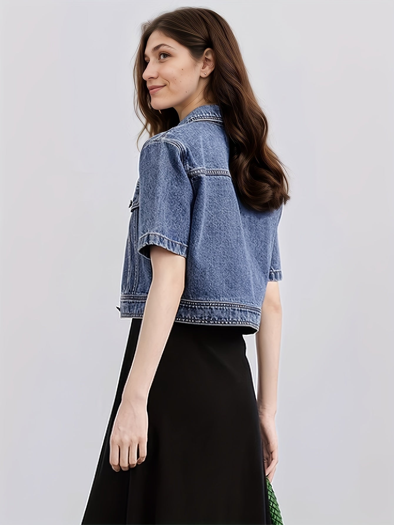 Classic Collar Denim Short Jacket