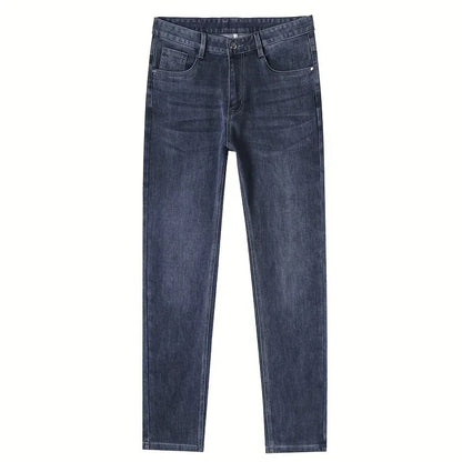 Premium Men's Jeans 2025 Trendy Slim Fit Straight-Leg Denim Pants for Autumn/Winter, Thick Casual Trousers for All Seasons