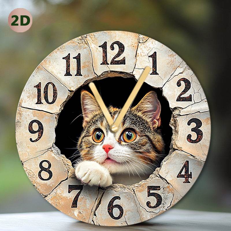 Charming Silent Cat Wall Clock Easy Hanging Decor - Montero Milan