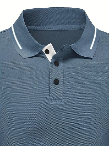 Ribbed Stretch Long Sleeve Polo