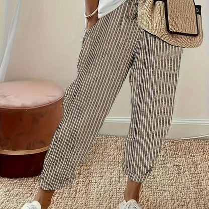 Striped High-Waisted Wide-Leg Pants - Montero Milan