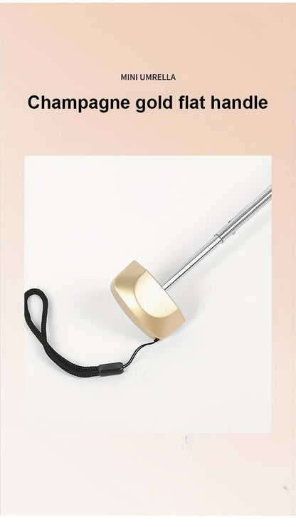 Compact 6-Rib Mini Folding Umbrella - Lightweight Durable Aluminum Alloy Handle & Frame, Manual Open/Close, Stylish Portable Design for Sun & Rain, Available in Pink, Blue, White, Gray - Cute Rain Gear with PVC Umbrella