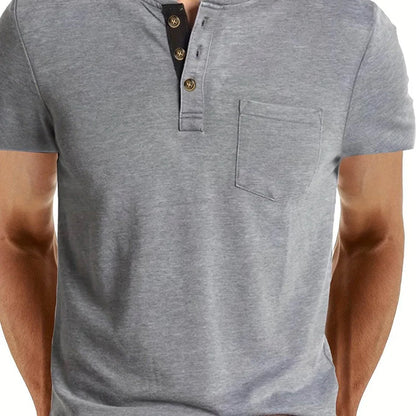 Men's Classic Cotton Blend Henley Tee - Montero Milan