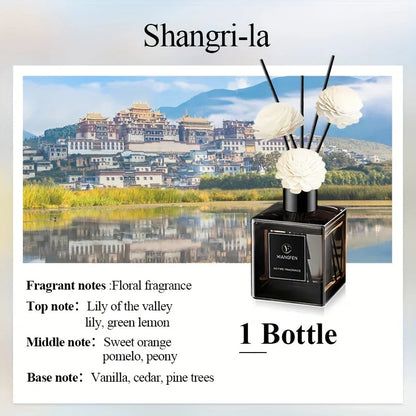 Long-Lasting Essential Oil Air Freshener with 5 Incense Sticks - 1.7oz Glass Bottle, Featherless, Perfect for Bathroom Deodorization & Bedroom Scent, Ideal Home Decor Gift for Holidays