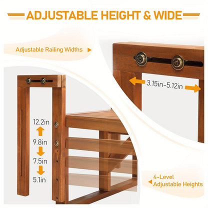 25in Hangable Folding Square/Semi-Round Acacia Wood Patio Side Table - Space-Saving Foldable Design with Storage Shelf, Weather-Resistant for Deck, Balcony, Garden Outdoor Furniture, Outdoor Patio Furniture, Balcony Decor, Rustic Style, Sturdy Constructio - Montero Milan