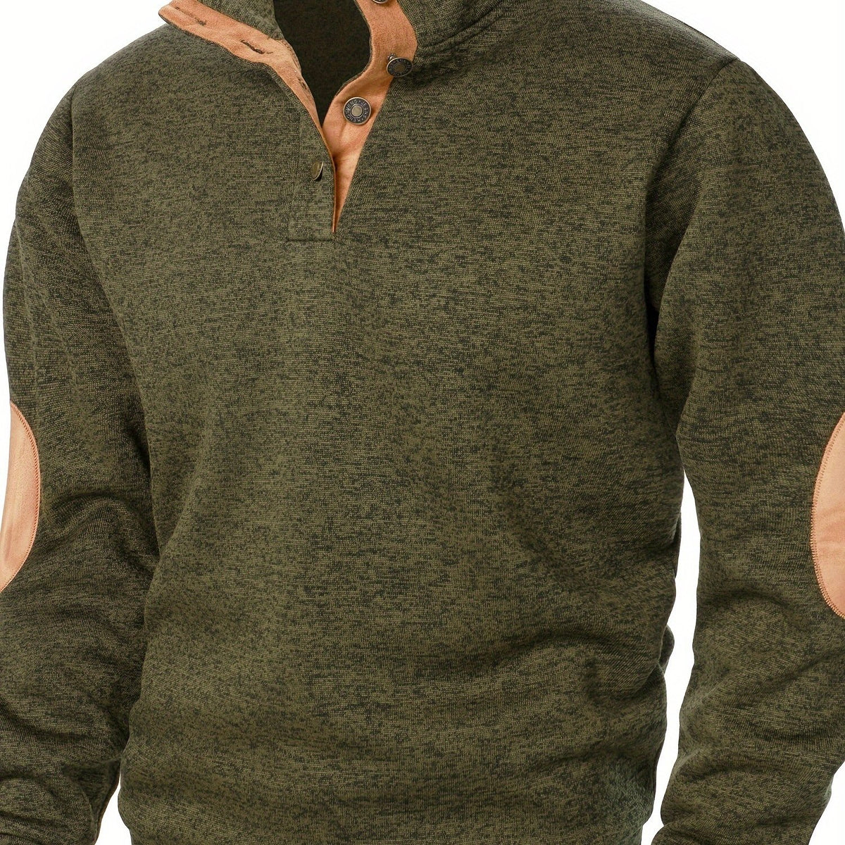 Autumn and winter Men's stand-collar long-sleeve casual sweatshirt top - fern green / NZ 36