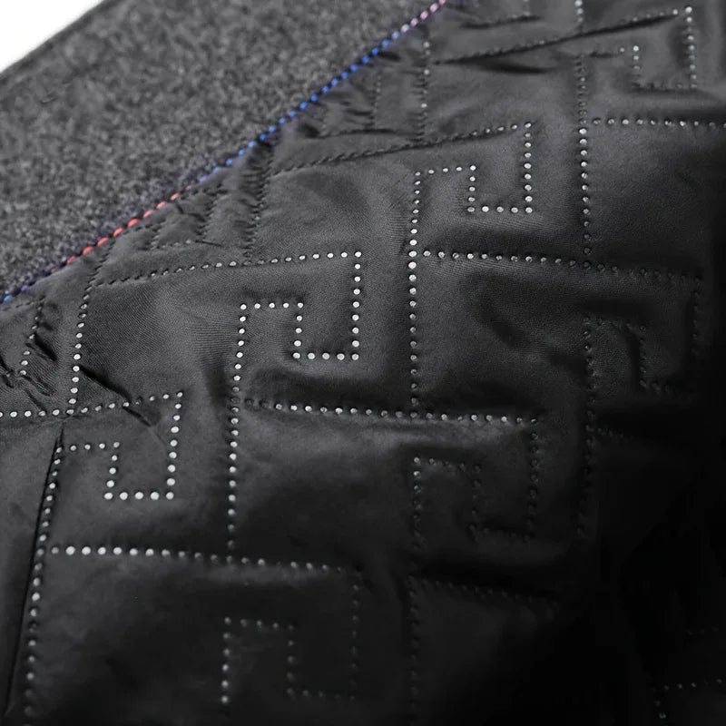 Men's Tweed Jacket with Stand Collar - Winter Warm Casual Coat, Single-Breasted Button Front & Pockets, Solid Color Tweed Fabric (Hand Washable) for Outdoor, Office, Smart-Casual - Versatile Cold-Weather Outerwear