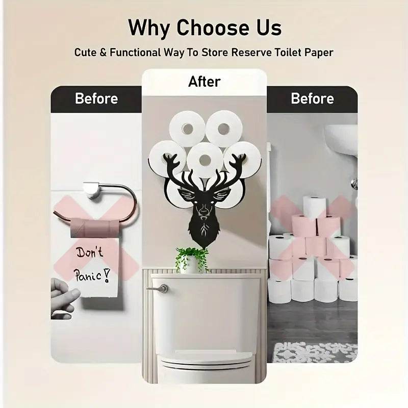 Deer Head Toilet Paper Holder Rack - Montero Milan