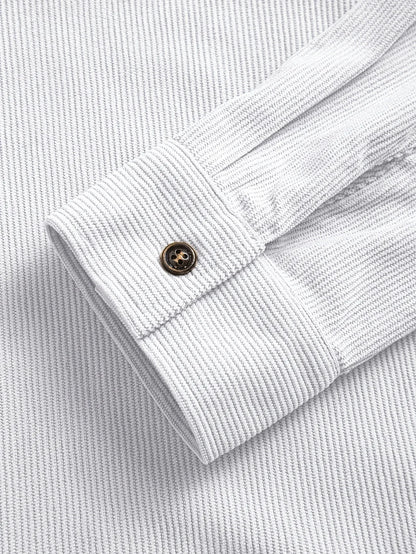 Men'S Corduroy Casual Shirt Jacket - Classic Collar, Button-Up Long Sleeve with Double Chest Pockets, Light Blue, Perfect for Spring & Fall, Everyday Fashion, Street Style, and Office Wear
