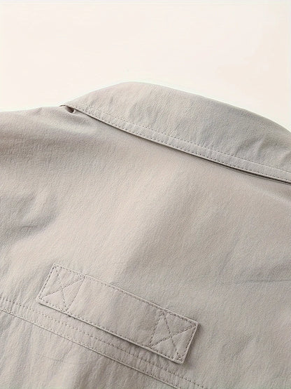 Spring And Autumn Casual Men's Long Sleeve Sunscreen Quick-drying Shirt With Multi-pockets For Outdoor Fishing