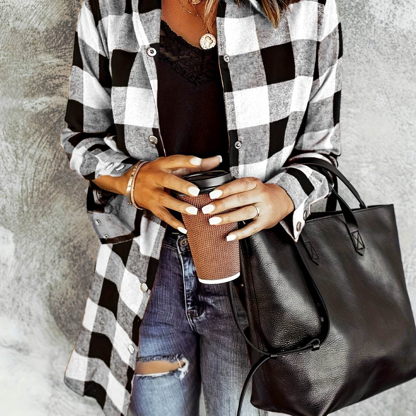Relaxed Fit Plaid Shacket - Montero Milan