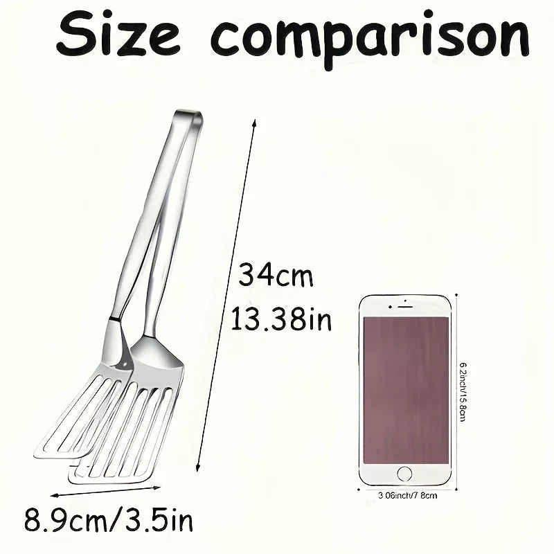1pc, Multifunctional Stainless Steel Serving Tongs for Buffet, Fish Frying, Bread, Steak, Salad, and Dessert - Kitchen Tools for Effortless Food Prep and Presentation